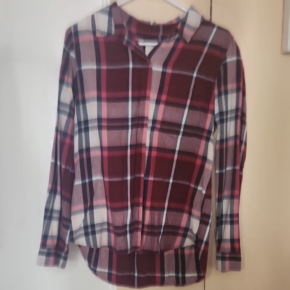 SO Burgundy Plaid Shirt
